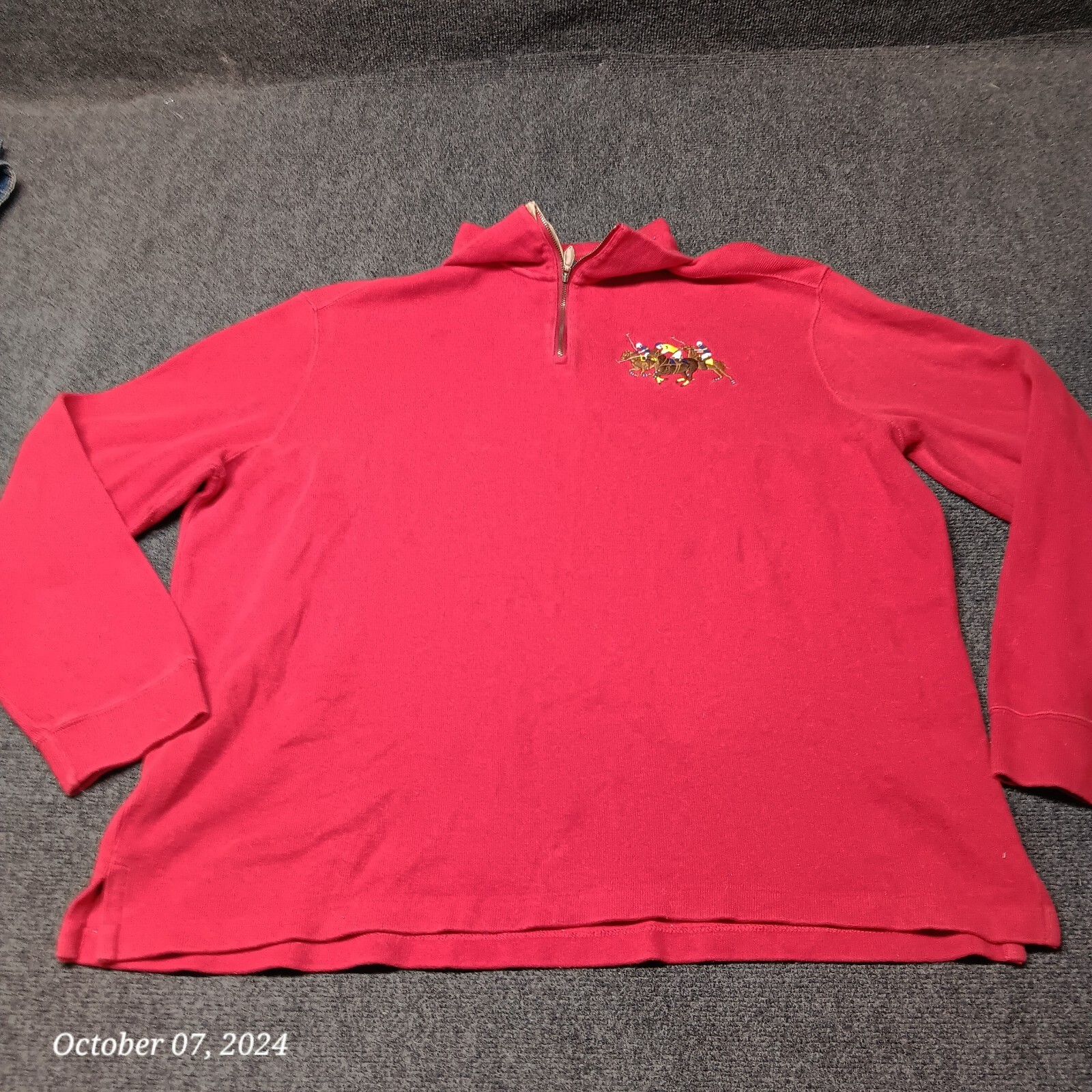 Polo Vintage by Ralph Lauren 1 4 Zip Felpa Uomo XXL Rosso Triplo Pony