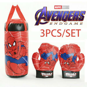 Avengers Spiderman Kids Boxing Bag Punching Gloves Punching Set Child Toys Gifts