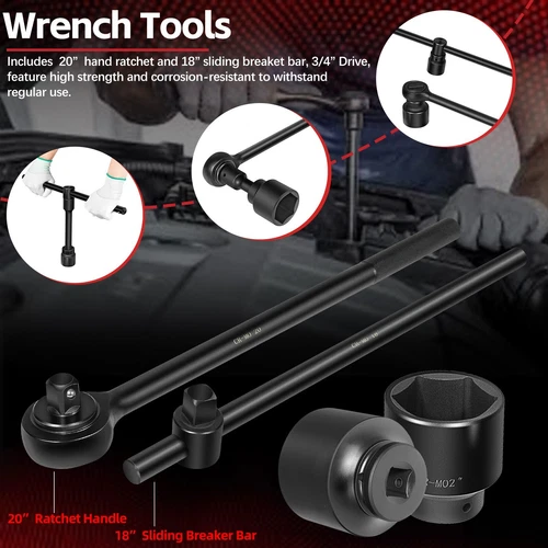 3/4" Drive Impact Socket Set, 27 pcs Standard SAE (7/8" to 2") & Metric(22-50mm) - Picture 10 of 19