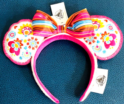 Disney Parks Epcot Mexico Pavilion Minnie Mouse Bow Ears Headband White Floral New Mexico Minnie Ear Headband Arrives at EPCOT - WDW News Today main image 3