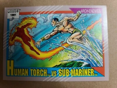 Human Torch -vs- Sub-Mariner Marvel 1991 Trading Card #97 "Arch-Enemies" - Photo 1/2
