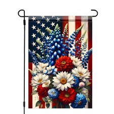 4th of July Patriotic Garden Flag 12x18 Double Sided, Small Burlap Summer Ind...