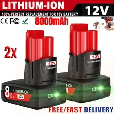 2/1Pack For Milwaukee for M12 LITHIUM Extended Capacity 8.0Ah Battery 48-11-2460