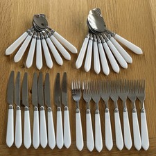 32 PCS French Bistro Style Shell Cutlery Set Stainless Steel Ivory Cream Handles