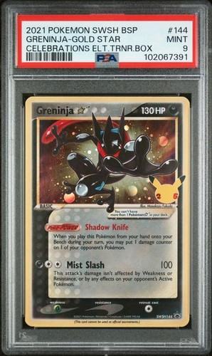 Pokémon TCG Greninja Gold Star SWSH144 25th Celebrations Promo PSA 9