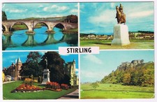 Postcard Old Stirling Bridge Robert The Bruce Statue Robert Burns The Castle UK