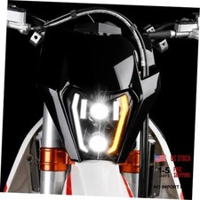 DOT Dirt Bike Headlight LED With Turn LED Headlight With Turn Signals Black