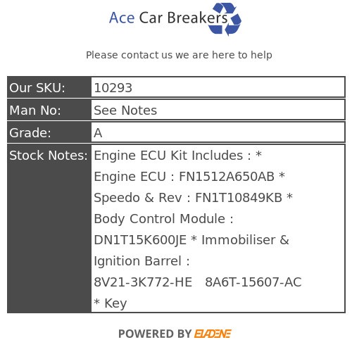 Ford Ecosport B515 12-17 1L Ecoboost M1JH Keyless Engine ECU Kit See Notes - Picture 14 of 18
