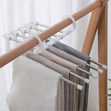 Clothes Pants Trouser Hanger Multi Layer Storage Closet Space Saver Organizer UK
