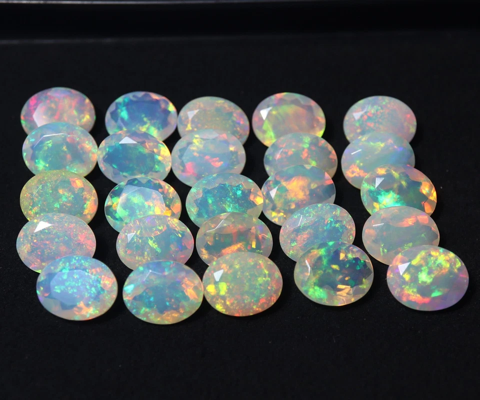 8x10 MM Oval Cut Natural AAAA Grade Flashy Multi Fire Faceted Ethiopian Opal - Image 4 of 4