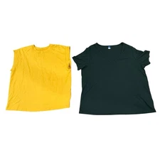 2 Women’s Tops Sz XL Green Ribbed~Old Navy Gold~A New Day in EUC