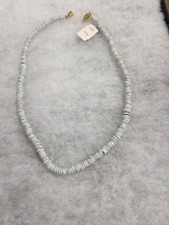 Vtg Genuine Puka blueish bead shell choker Necklace