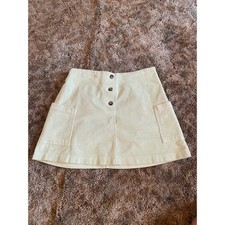 Don't Ask Why Brandy Melville Light Green Corduroy Button Front Mini Skirt OS