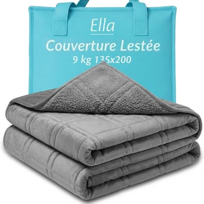 Couverture Lestée Adulte 135x200cm 9kg Polaire Sherpa, Couverture Pondérée Re... - Photo 1/4
