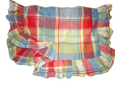 VINTAGE RALPH LAUREN SPINNAKER PLAID RED BLUE 1 STANDARD PILLOW SHAM 20X26
