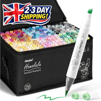 Ohuhu Honolulu B 320 Farben Alkohol Marker Pinsel und Keilspitze Kunstmarker