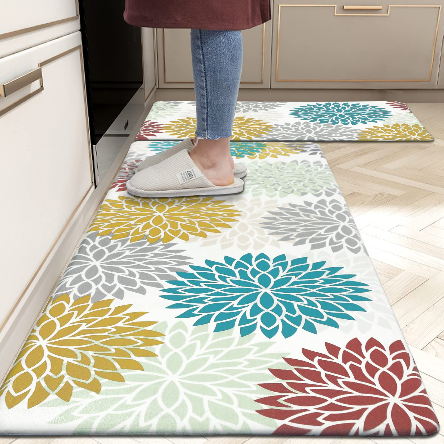 Anti Fatigue Kitchen Rug Sets 2 Piece Non Slip Kitchen Mats for Floor Cushion...