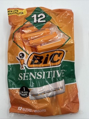 BIC SENSITIVE Men's Razors 12 ct yellow NEW LOOK! SEALED RAZOR