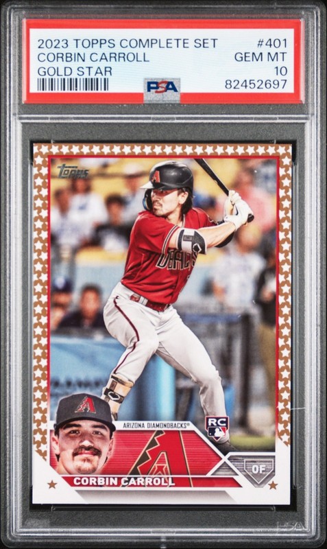 Graded 2023 Topps Corbin Carroll #401 Gold Star Rookie RC Card PSA 10