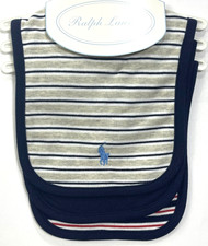 New Ralph Lauren Polo Baby Bibs 3 Pack Boys One Size 3m 6m