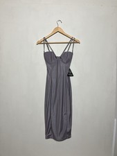 Rare London Strappy Bodycon Dress Size UK 6 Grey Club Party Wiggle Stretchy BNWT
