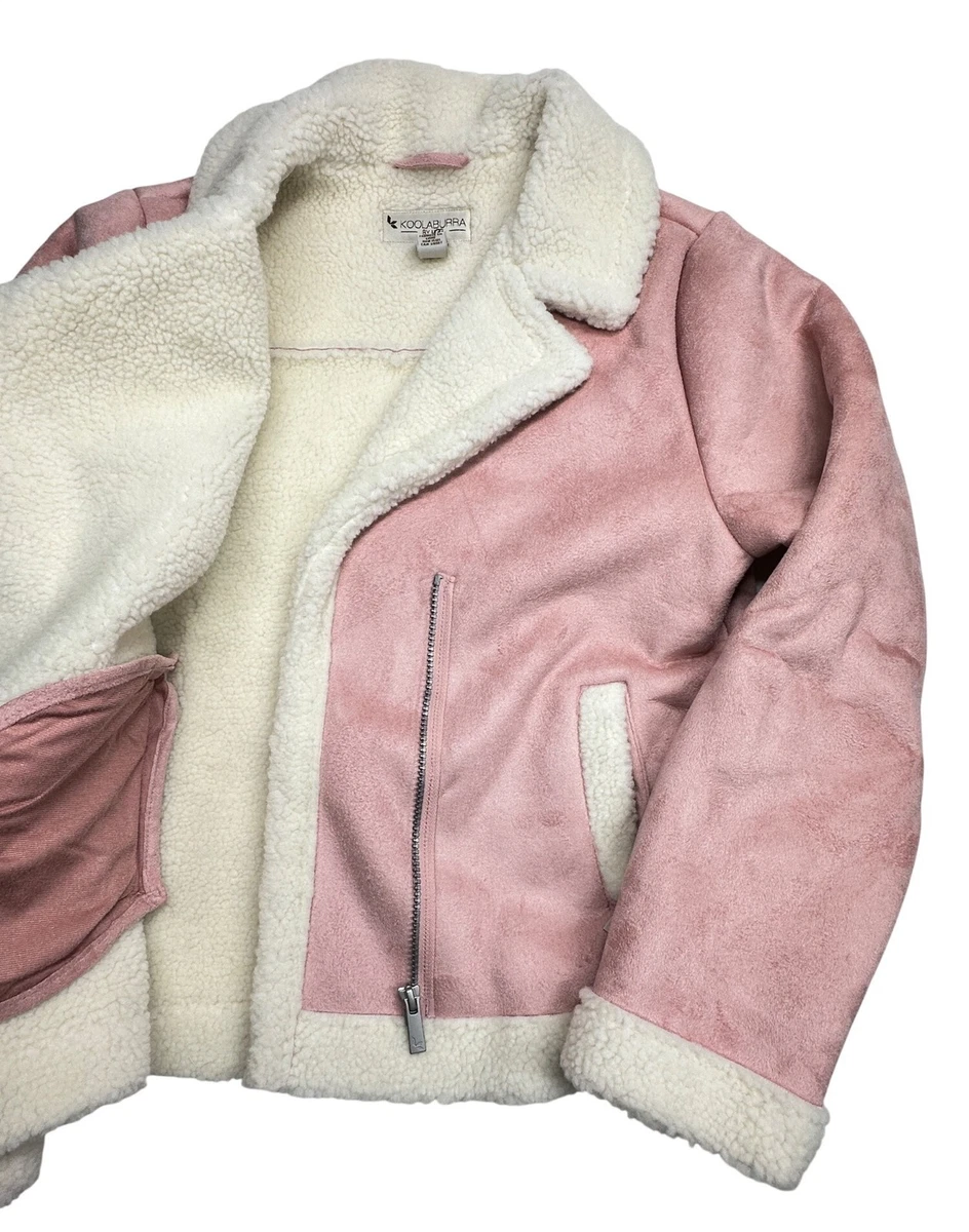 Koolaburra By UGG Jacket Girls Large Pink Faux Suede Sherpa Lined Winter Coat