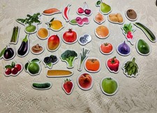 Lot of 37 Fruit Vegetables Refrigerator Magnets for Toddlers Kids Educational