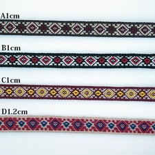 1cm Narrow Ortega Embroidered Tape Native Ribbon for Straps, Same-Day