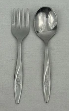 Vtg Deluxe Youth Baby Flatware SaniBabe Stainless Rose Fork & Spoon