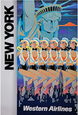 Art Deco New York Western Airline United States Travel Poster Print