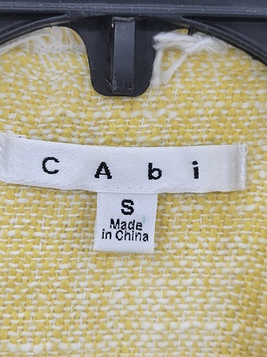 Cabi Blazer Womens Small Yellow Tweed Cropped Old Money Fringe Trim Jacket - Picture 3 of 10