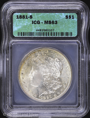 1881 S $1 銀貨 MS 63 1881-S $1 Morgan Silver Dollar ICG MS 63 | Uncirculated UNC | eBay