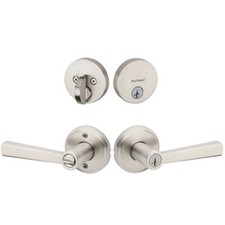 Kwikset Trafford Keyed Entry LEVER Single Cylinder Deadbolt Combo Pack