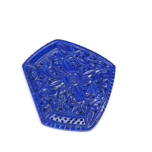 98.60cts Natural Untreated Blue Lapis Lazuli Gemstone Fancy Carving 51*63mm 1pc - Video 1 of 1