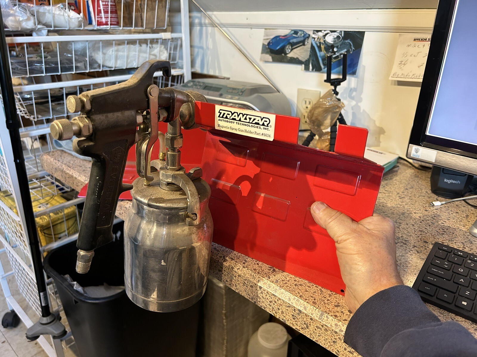 1 Spray Gun Holder Stand 5 Gravity Siphon Feed HVLP Air Hose