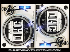 2 custom White &black Technics SL1200 mk2's white halos & pitch leds powder coat