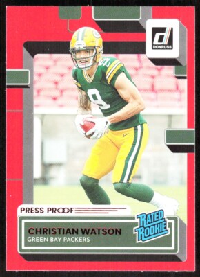 2022 8850C Donruss Red Press Proof Christian Watson Rookie Green Bay Packers