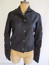 Affliction black pleated studded embellished Faux fake leather biker Jacket XS