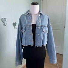 Medium Wash Cropped Denim Jacket