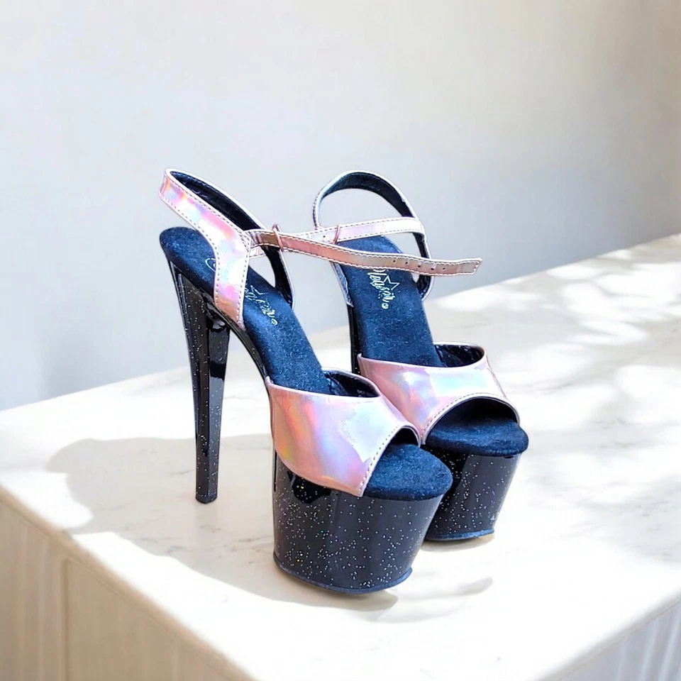 Tacones de plataforma Pleaser rosa iridiscente talla 6 aus Foto 4 de 4