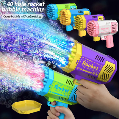 40X Loch Seifenblasenpistole Automatische Seifenblasenmaschine Leuchtend Kinder Elektrische Seifenblasenmaschine