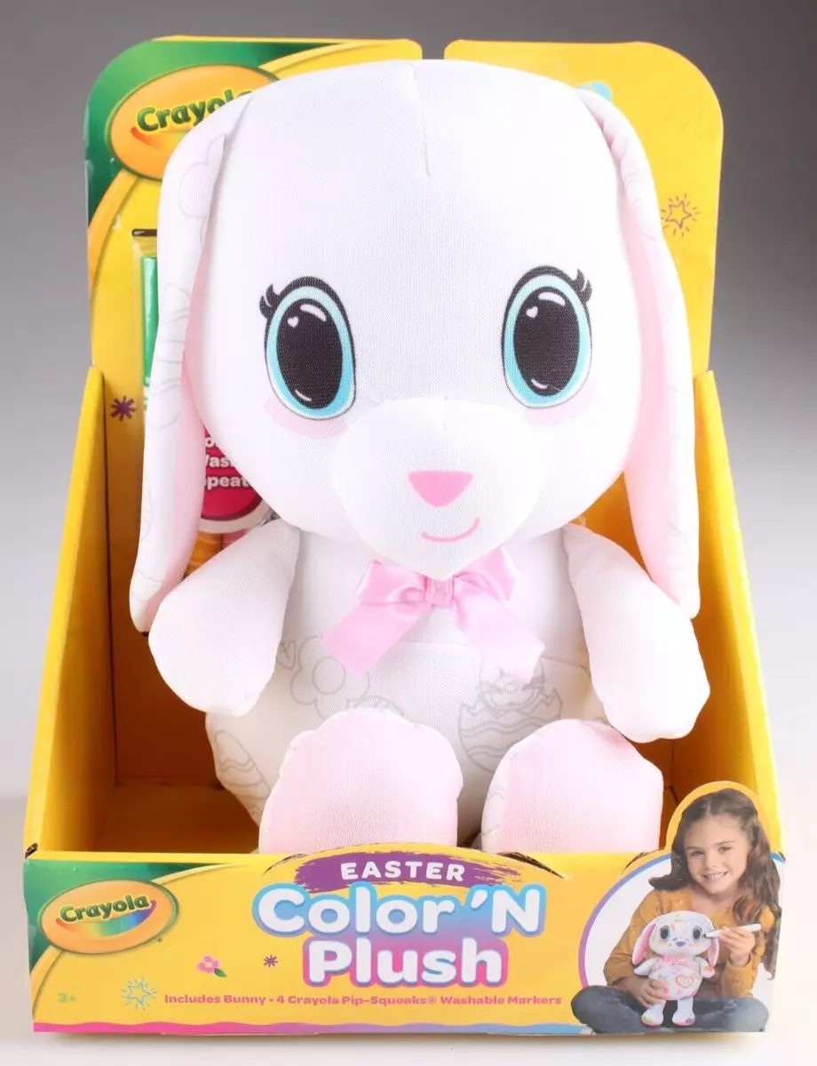 Crayola Color 'n Plush Easter Bunny 12 w/ 4 Pip-Squeak Washable Markers New