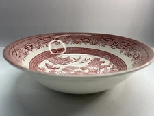 Churchill Rosa Pink Red Willow Vegetable  Serving Bowl England 9 3/8"