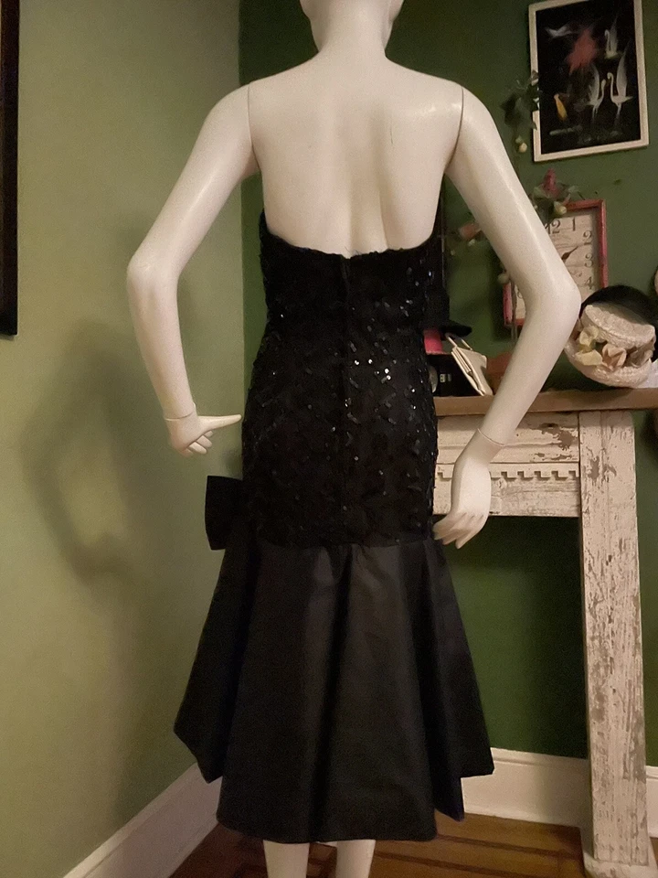 Vestido Sirena De Colección Años 80 90 Sin Tirantes Lentejuelas Moviéndose Disco Fiesta Cintura Caída S EE. UU. Foto 4 de 4