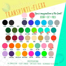 Heat Transfer Vinyl  IRON ON  12"x15" (1 fooT) T-Shirt ALL Cutting Machines 