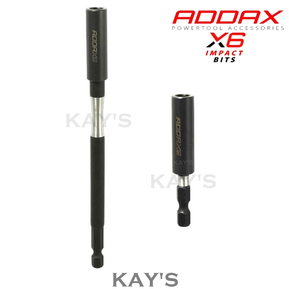 ADDAX X6 IMPACT DRIVER MAGNETIC BIT HOLDER ADAPTORS FOR 1/4" BITS 60mm,150mm