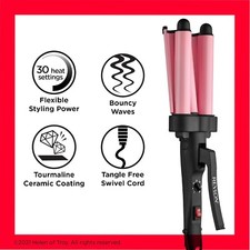 Revlon 3 Barrel Jumbo Hair Waver | Long-Lasting, Natural Looking Waves - Pink