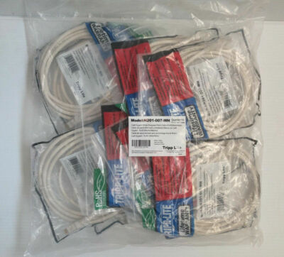 Pack of 10 TRIPP LITE N201-007-WH 7 ft. Cat 6 White Gigabit Snagless Patch Cable
