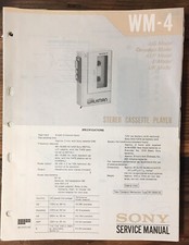 Sony WM-4 Cassette Service Manual Original 
