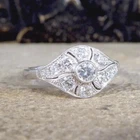 Vintage Art Deco Style Round Cut Lab Created Diamond 925 Silver Engagement Ring